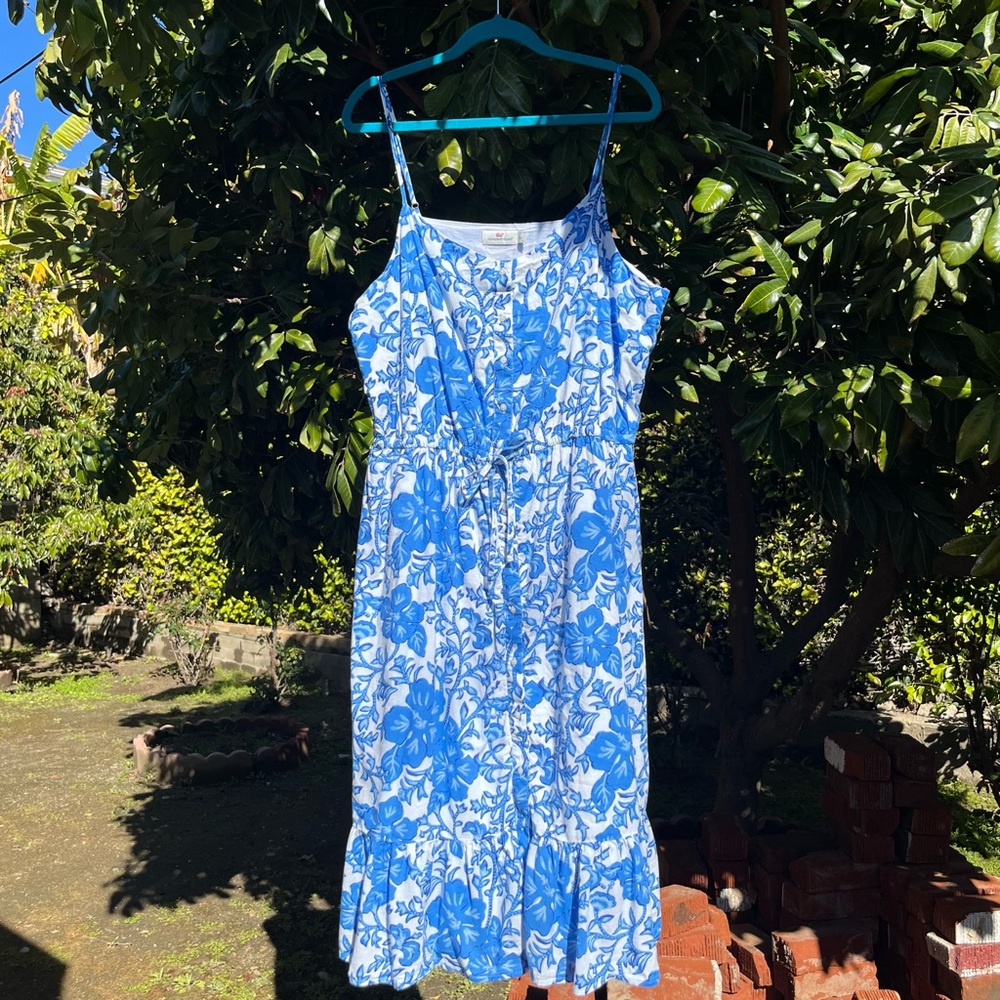 Vineyard Vines Blue and White Floral Midi Dress
